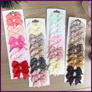 10pz/Set Fermagli per Capelli Fiocchi Bambini Tinta Unita per Bambine Nastro Fatto a Mano - Foto 1 di 32