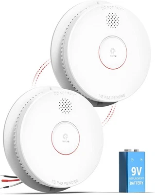 2 x SITERWELL Hardwired Smoke Detector Interconnected with 9V Backup Battery