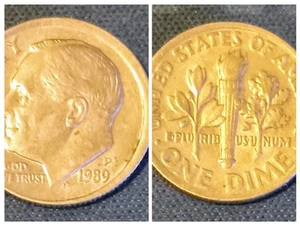 1989 P Roosevelt Dime Broadstruck Error - Picture 1 of 3