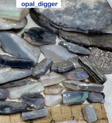 OPAL AUSTRALIANO PAQUETE ÁSPERO NEGRO CRISTAL OSCURO BARRA DE COLOR SUPERIOR GEMAS 380ct VIDEO Foto 1 de 4