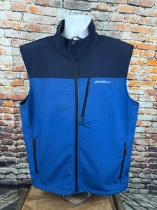 Eddie Bauer Soft Shell Sleeveless Vest Blue Black Color Block Front Zipper XL - Imagen 1 de 9
