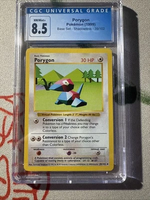 Pokémon Porygon TCG Base Set Shadowless Uncommon Card 39/102 CGC 8.5 - Image 1 of 2