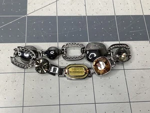 Givenchy Costume Jewelry Bracelet Metal Tone Black Clear Crystal 7" (L3) - Picture 1 of 10
