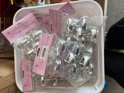Lot of BRAND NEW 42 silver plastic mini champagne favors, trendy wedding favors - Image 1 of 2