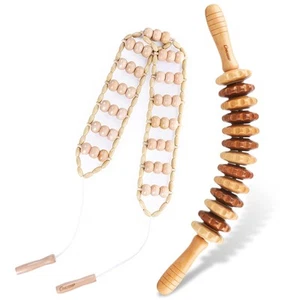 2PCS Wood Therapy Massage Tools, Wooden Massage Roller Stick & Back Massager ... - Picture 1 of 6