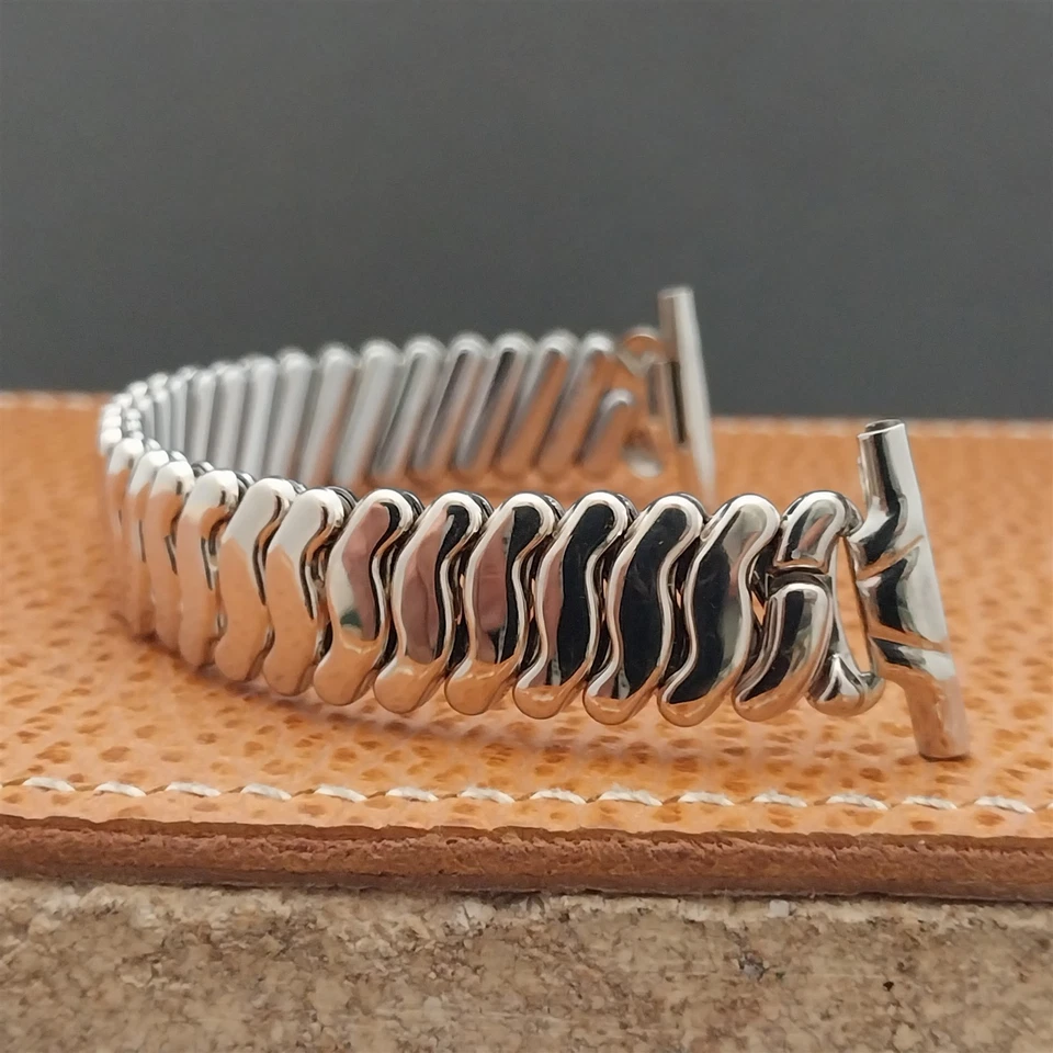 Correa de reloj corta clásica JB Champion relleno de oro blanco vintage años 40 19 mm 18 mm 16 mm Foto 1 de 4