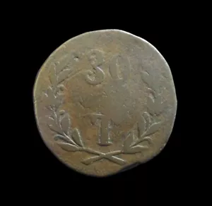 PORTOGHESE INDIA 30 REIS 1/2 TANGA 1834-53 RIGHELLO MARIA II GOA KM 265 #264# - Foto 1 di 2