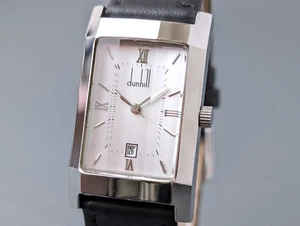 Orologio Uomo Dunhill Dunhillion Quadrante Romano Bianco Data Quarzo Rettangolare - Foto 1 di 17