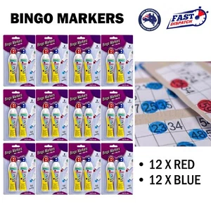 24pcs Bingo Marker Pen Dabbers Dauber BingoMarkers Colours 12x Red & 12x Blue - Picture 1 of 4
