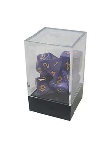 Purple Pearl Dice Polyhedral Set with Golden Numbers - Picture 1 of 2