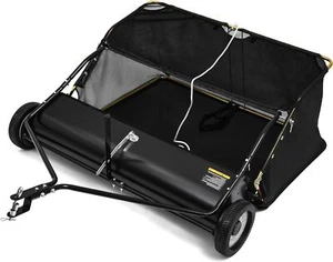 48" Tow Behind Lawn Sweeper Leaf Collector Sweeper for Lawn Grass Sweeper Hopper - Picture 1 of 7