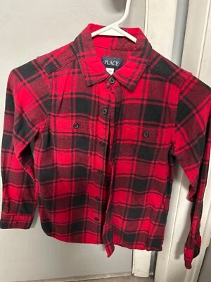 Flanela infantil Place boys vermelha e preta tamanho 7/8 - Imagem 1 de 3