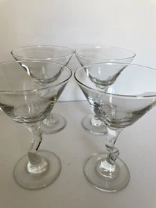 Set/4 Libbey Martini / Cocktail Glasses, 9 oz Charisma Z Stem Pattern 6.5" Tall - Picture 1 of 4
