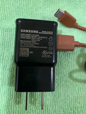 Samsung Fast Charging Adapter w/Heavy duty braided USB cable for Galaxy Series - Image 1 of 3