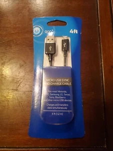Onn 4 Ft. Micro USB SYNC & CHARGE CABLE, New in Sealed Package, FREE SHIPPING - Picture 1 of 2