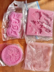 Lote de 4 Pergaminos de Encaje Medallón Swag Fondant Moldes Silicona Decoración de Pasteles - Imagen 1 de 1