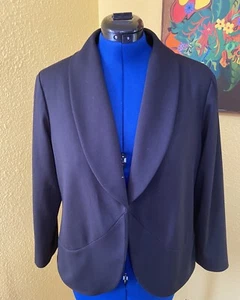 Chico’s Classic Black Open Front Leopard Print Lining Blazer Size 2 - Large - Picture 1 of 8