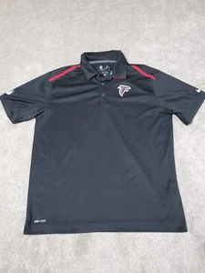 Atlanta Falcons Polo Shirt Mens Size Large Nike Dri Fit Black Red Short Sleeve - Picture 1 of 9