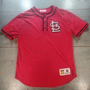 Mitchell & Ness St. Louis Cardinal Cooperstown Collection Henley JerseySz Medium - Picture 1 of 7