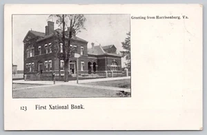 1904 Harrisonburg, VA Courthouse P.O. MISPRINTED (Marked as Bank) UDB Postcard - Picture 1 of 3