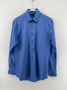 Van Heusen Fitted Wrinkle Free Button Up Shirt Mens Size 15 32-33 Medium Blue - Picture 1 of 8