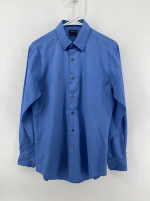 Van Heusen Fitted Wrinkle Free Button Up Shirt Mens Size 15 32-33 Medium Blue - Image 1 of 4