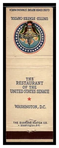 Vintage Restaurant of the US Senate Matchbook - Picture 1 of 2