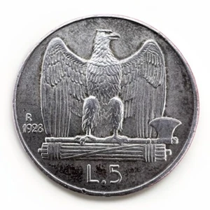 Italy, Vittorio Emanuele III, 5 Lire, 1928, Rome KM#67 5.97gr L127 - Picture 1 of 2