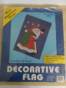 Vintage dekorative Flagge viktorianischer Weihnachtsmann riesig 28" x 40" Nylon Weihnachten Urlaub - Bild 1 von 3