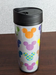 Disney Travel Cup Coffee Mug Plastic Closing Lid Mickey Head Shapes Patterns - Picture 1 of 18