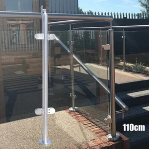 Balaustra alta vetro ringhiera palo 110 cm vetro acciaio inox 316 corrimano - Foto 1 di 16