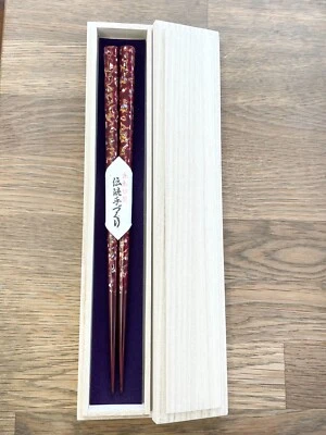 Palillos flacos japoneses Urushi abulón concha regalo un par Foto 1 de 2