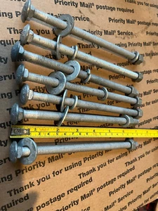 LOT 7- Carriage, Bolts, 3/8- 16×7" Washers, Nuts, Galvanized fasteners, - Picture 1 of 2