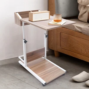 Coffee Tray C Table Couch Table Adjustable Height Bed Side Table With Wheels USA - Picture 1 of 12