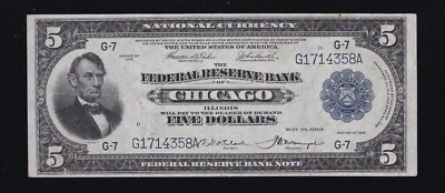 US 1918 $5 FRBN Chicago FR 793 VF-XF (358) - Image 1 of 2