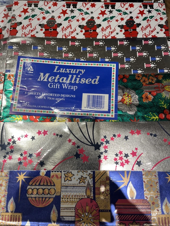 10 hojas de papel de envolver navideño metalizado de lujo vintage Foto 1 de 4