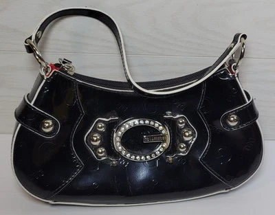 GUESS Small Handbag Shoulder Purse Black Bling Studs Vintage Approx 10"  - Image 1 of 4