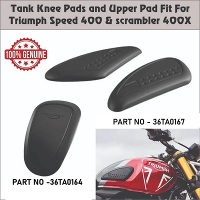 Rodilleras y almohadilla superior originales para tanque Triumph Scrambler 400x/velocidad 400 Foto 1 de 4