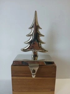 Silber Metall 7,5" Weihnachtsbaum Strumpf Aufhänger/Halter Regal Kaminsims Dekor - Bild 1 von 5