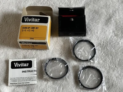 Vivitar 55 mm Threaded Close-Up Lens Set No.1 , 2 , 4 with Case Made in Japan - Image 1 of 3