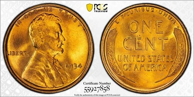 1934-P Lincoln Wheat Cent PCGS MS67RD - Image 1 of 4