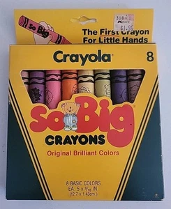 Vintage 1986 Crayola So BIG Buntstifte 8er Pack Retired Birdie Blue Candy Apple NEU - Bild 1 von 4