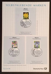 Germany stamps 2018 Flowers self adhesive definitives first day cover A5 card - Picture 1 of 2