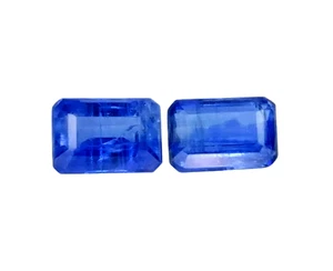 2.58cts Blue natural kyanite octagon cut 2pcs loose gemstones "see videos" - Picture 1 of 2