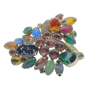 Vintage Juliana Multi Color Rhinestone Statement brooch Aurora Borealis Gems - Picture 1 of 10