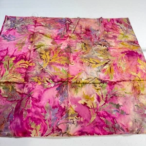 batik quilting fabric cotton 19x45 leaves yellow pink - Picture 1 of 6