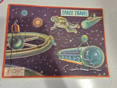 1959 Milton Bradley SPACE TRAVEL  Jigsaw Puzzle Complete - Image 1 of 4