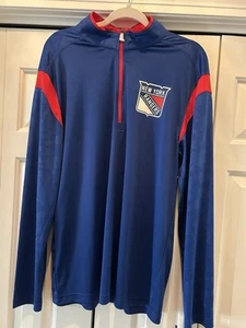 New With Tags Men's Fanatics Blue New York Rangers Logo Quarter-Zip Top, Large - Picture 1 of 3