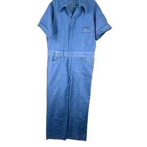 Vintage Putter Suit Blue Chambray Jumpsuit Size 42 Regular Made in USA halloween - Picture 1 of 6