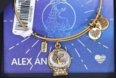 NUEVO NUEVO CON ETIQUETAS Alex and Ani Snow Globe Pulsera Oro 2018 con Tarjeta y Caja Foto 1 de 2